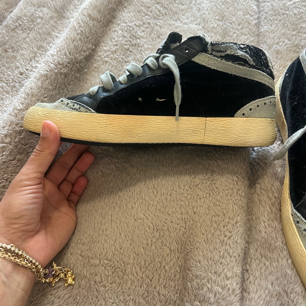 Golden Goose Black and Gray Mid Star Sneakers - Picture 2 of 8